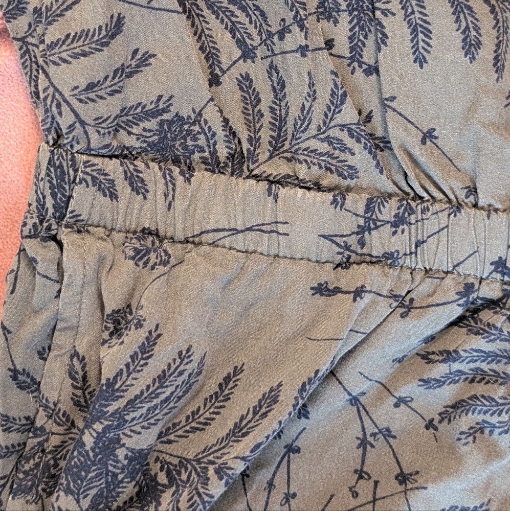 Olive Green Printed Jumpsuit - Women's M - Picture 5 of 8